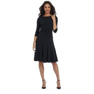 NEW Rekucci Women's Flippy Fit N' Flare Dress with 3/4 Sleeves Black Size 10